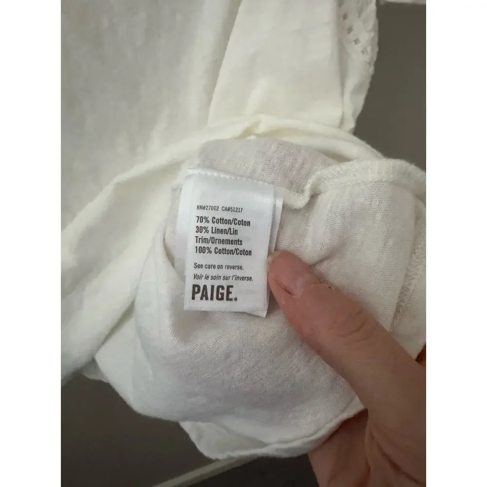 NWOT Women’s Paige Paisley Cotton-Blend T-Shirt in White SZ S_5